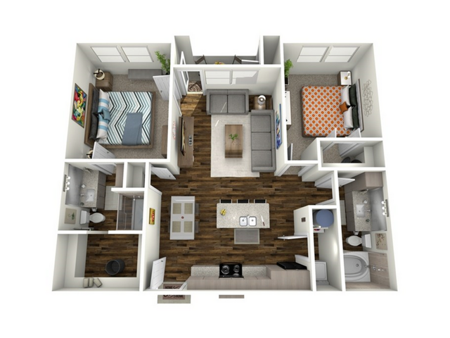 2 Bed, 2 Bath 01-5209 floor plan